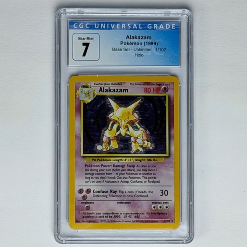 Alakazam Holo 1/102 CGC 7 Blue Label 1999 Base Set Unlimited Pokemon TCG WotC